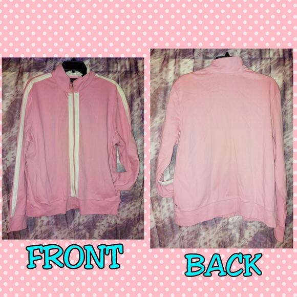 Sporty Spice Vibes – New York & Company Pink Zip-Up Track Jacket (XL) - Picture 2 of 4